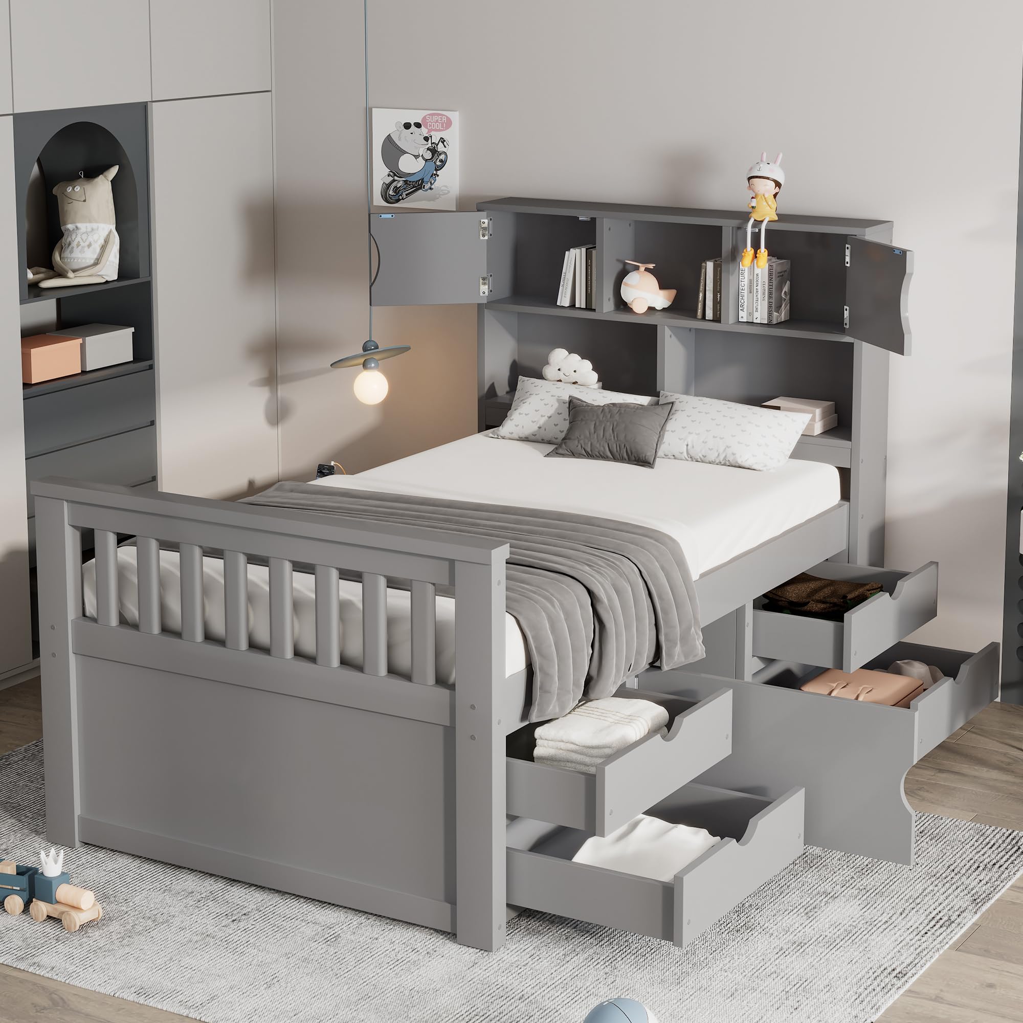Amazon.com: Merax Twin Size Platform Bed, Captain Bed Frame with 4